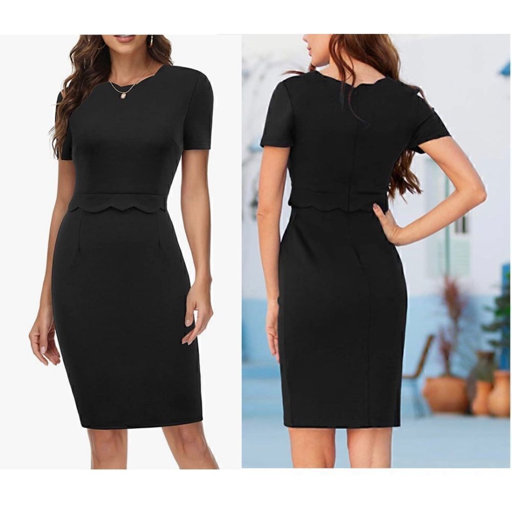 GRACE KARIN Women's Casual Bodycon Tube Dress Scalloped Neck Midi Pencil Dress